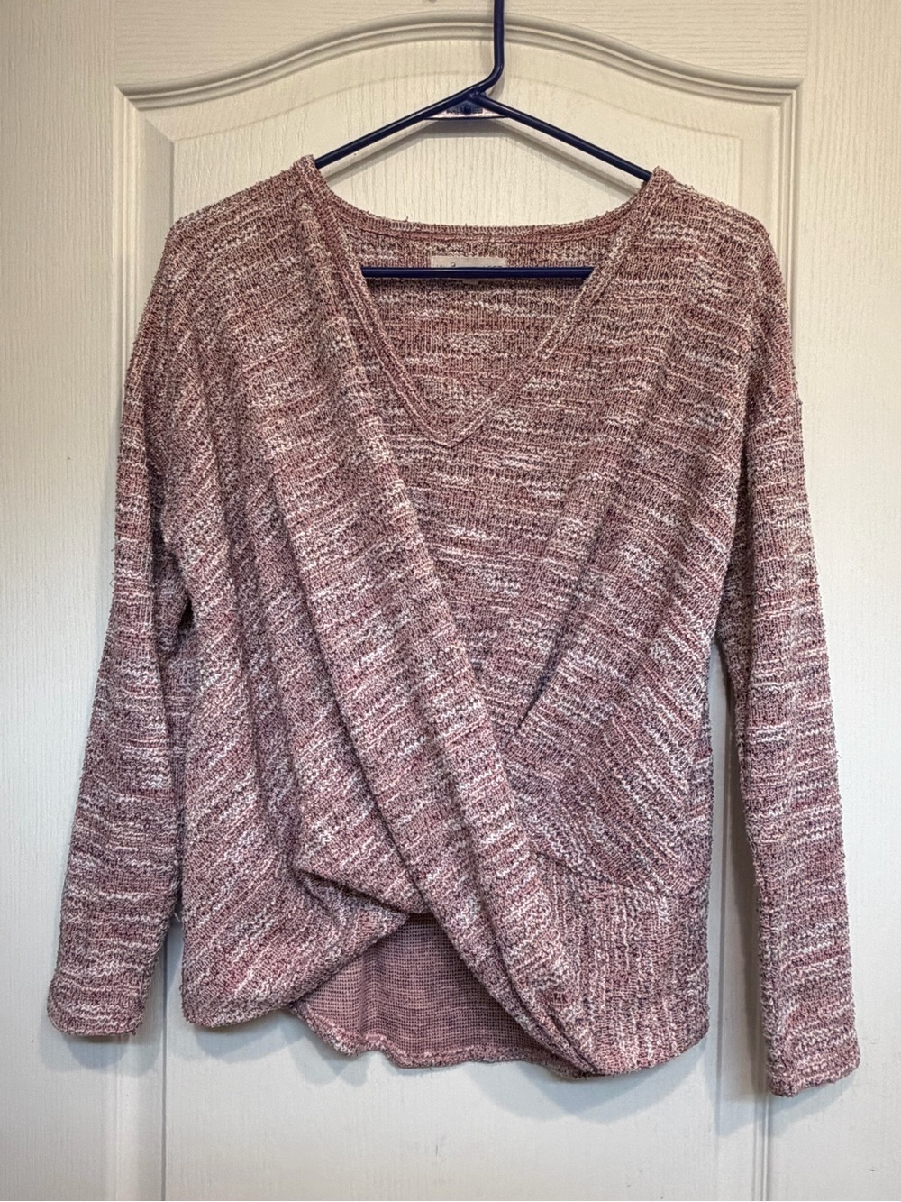 Lou & Grey Marled Rose V-Neck Draped Sweater